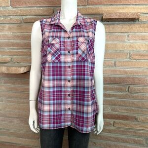 Sleeveless Gingham Shirt